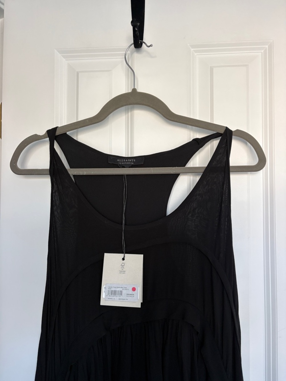 NWT All Saint Cavarly Tiered Ruffle Maxi Dress Black Size US 6/UK10 - Picture 5 of 5